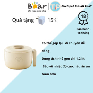 Nồi lẩu điện đa năng mini Bear DRG-V12Z1, thiết kế nhỏ gọn, dễ dàng mang đi, nồi nấu mì, nầu chiên hầm thức ăn