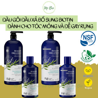 Dầu gội dầu xả hữu cơ bổ sung Biotin dành cho tóc mỏng và dễ gãy rụng Avalon Organics