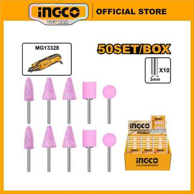 Bộ 10 đầu mài cho máy mài khuôn mini INGCO AKB1012 cốt 3mm thích hợp cho máy mài khuôn MG13328 MG2008 CMGLI12011