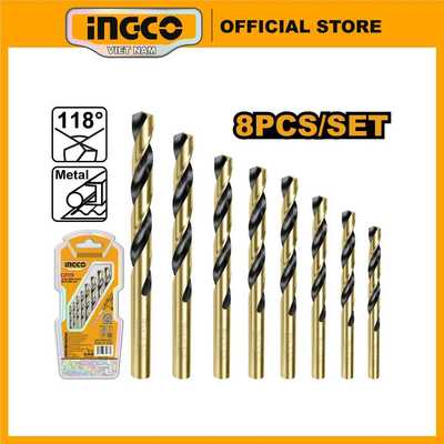 Bộ 8 mũi khoan kim loại HSS Ingco AKDB0801 mũi 2mm, 2x3mm, 2x4mm, 5mm, 6mm, 8mm
