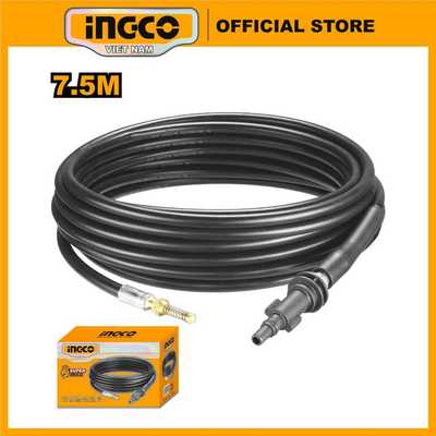 Cuộn dây thông tắc cống, thông tắc đường ống nước thải bằng áp lực nước AHPH7511 dây dài 7.5m nối với máy rửa xe Ingco