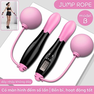 Dây Nhảy Thể Lực JR300 HỒNG Không Dây, Có Bóng Đếm Số Thể Lực Đàn Hồi, Hỗ Trợ Luyện Tập Thể Dục