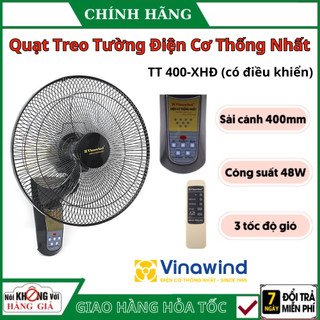Quạt treo tường điện cơ Thống nhất QTT 400-XHĐ- có điều khiển - Sải cánh lớn 40CM - Tiết kiệm điện - Bảo hành 2 năm