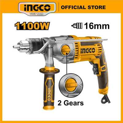 Máy khoan điện INGCO ID211008 công suất lớn 1100W đầu kẹp 16mm, vỏ nhôm khoan tường, gỗ, kim loại