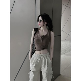 Áo 3 lỗ nữ phối khuy thuê chữ ngực basic dễ phối đồ MEDOLIN Áo ba lỗ mặc sát nách dáng crop ôm eo 1153 KT