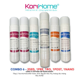 Trọn bộ đầy đủ 6 lõi lọc nước Korihome dùng cho máy lọc nước Korihome WPK-818S - Hàng chính hãng