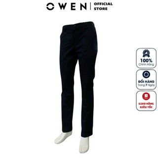 Quần kaki nam Owen QKR241202 khaki công sở cao cấp màu đen form Regular Fit dáng suông chất poly mềm mịn co giãn