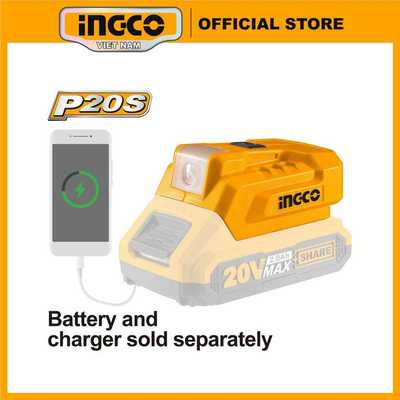 Đế chuyển đổi Pin Sạc có cổng USB 5V/1A 12V/0.5A | INGCO CUCLI2022 20V