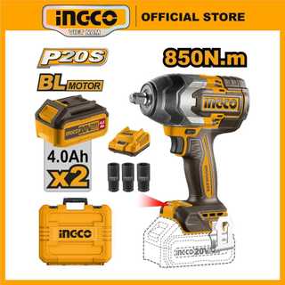 Máy siết bulong ingco 850nm xe ô tô xe máy xe tải tháo mở ốc bulong pin không chổi than ciwli2085 kèm 1 sạc 2 pin 4ah
