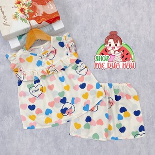 Bộ bé gái quần áo bé gái ĐÙI phối bèo vuông vải lanh shop mẹ dưa hấu 6-32kg
