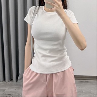 Áo babytee nữ trơn basic ôm body CLASSY thun ngắn tay cổ tròn siêu tôn dáng - sp 26