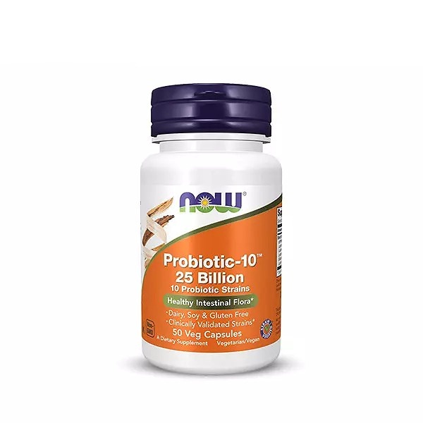 Men vi sinh bổ sung lợi khuẩn Now Foods Probiotic-10 25 Billion chứa 25 tỷ lợi khuẩn, hỗ trợ hệ tiêu hóa, phụ khoa 50v