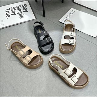 Sandal 2 quai đế bằng cao 2cm da mềm êm