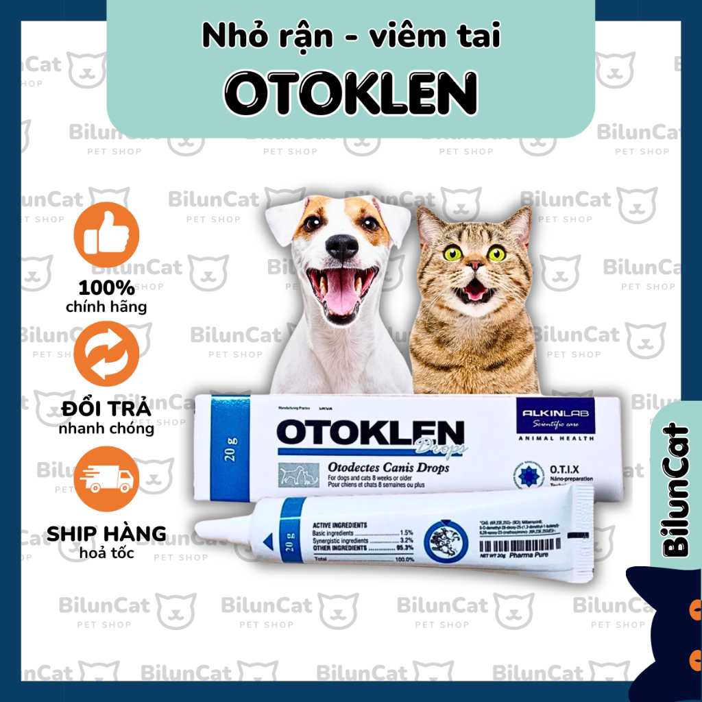 OTOKLEN ALKIN gel chăm sóc tai chó mèo chính hãng