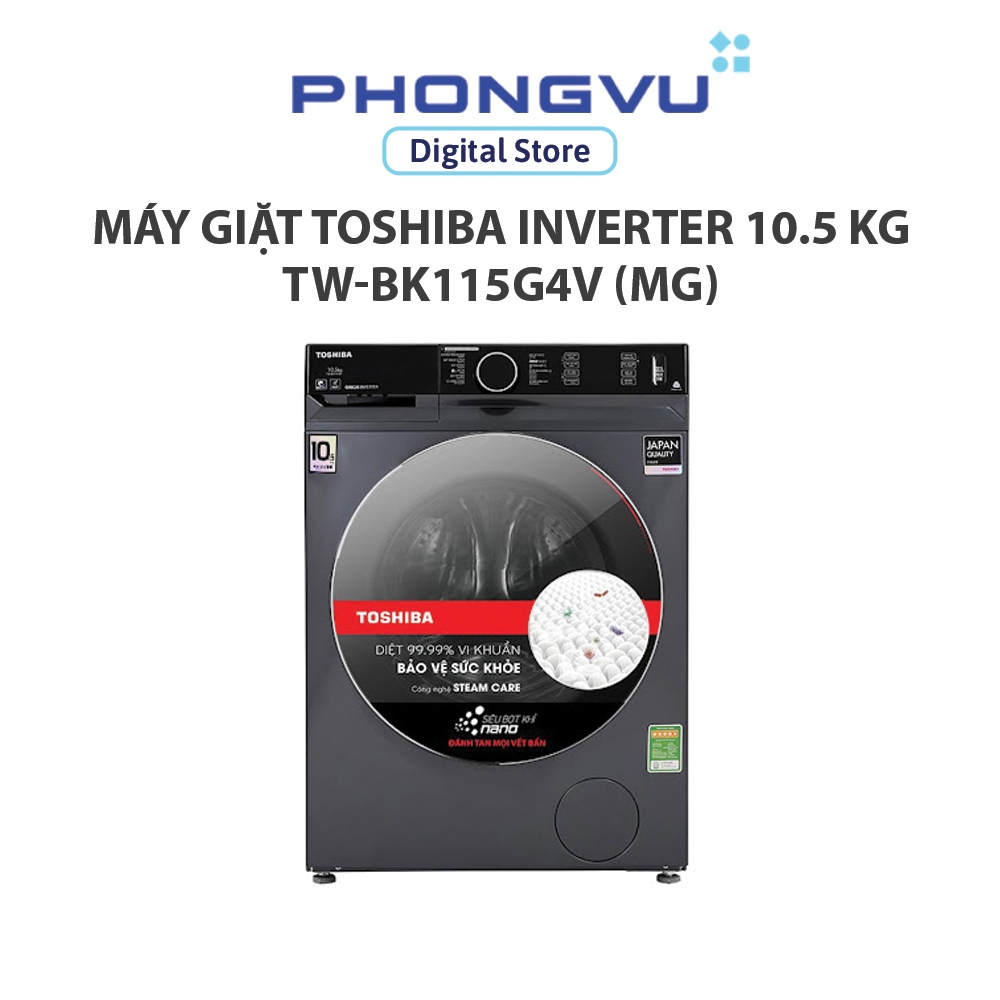 [Shopee - Lắp đặt 0Đ HN HCM] Máy giặt Toshiba Inverter 10.5 Kg TW-BK115G4V (MG) - Bảo hành 24 tháng