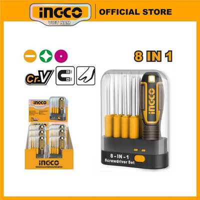 Bộ 9 tua vít đa năng INGCO AKISD0901 gồm 9 đầu vít với hình dạng và kích cỡ khác nhau