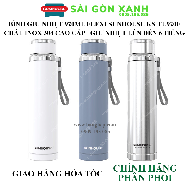 Bình giữ nhiệt 920ml Sunhouse KS-TU920FI (màu xanh/trắng/inox)