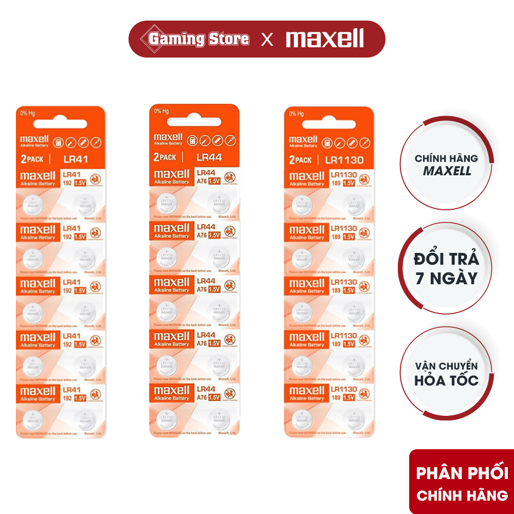 Pin Maxell LR41 / LR44 / LR1130 ( AG3 / AG13 / AG10 ) - Hàng Chính Hãng