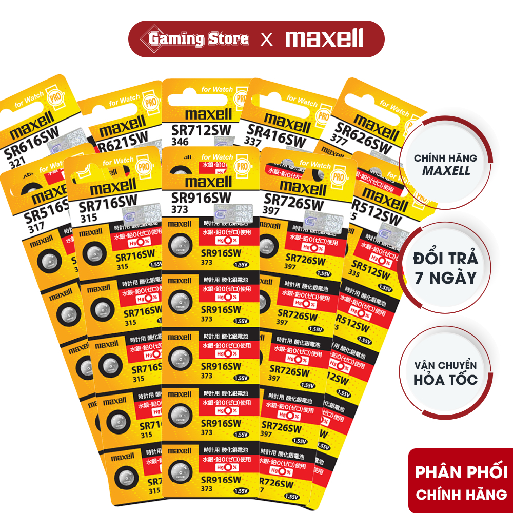 Pin Maxell SR626 / SR621 / SR920 / SR616 / SR521 / SR726/ SR716/ SR721/ SR927/ SR516 (Đồng Hồ Đeo Tay) - Hàng Chính Hãng