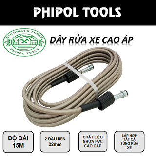 Dây máy rửa xe mini 15m có bọc lõi thép chân 22mm