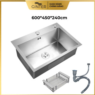 Chậu rửa bát 1 hố ginter 650450, chậu rửa chén 1 hộc inox đúc cao cấp
