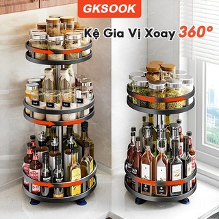  GKSOOK Kệ gia vị xoay 2 3 tầng inox kệ Đựng Gia Vị Nhà Bếp 360 độ 