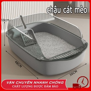 😻【COD】Khay vệ sinh cho mèo cỡ vừa tới to lớn size M L chậu thành cao chống văng cát Chậu vệ sinh cho mèo khay thành cao