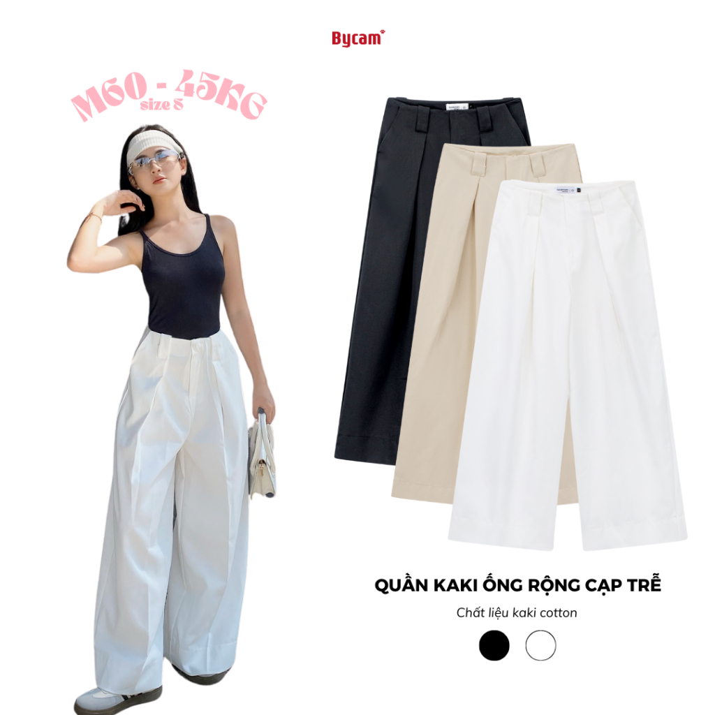 Quần Kaki Ống Rộng 𝑩𝒚𝒄𝒂𝒎𝒄𝒂𝒎 Basic Cạp Trễ Phong Cách Châu Âu QTD037 | BigBuy360 - bigbuy360.vn