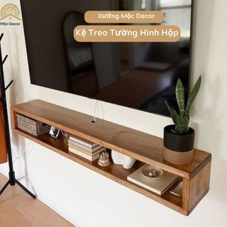 Kệ gỗ hình hộp chữ nhật treo tường, gỗ tự nhiên vintage