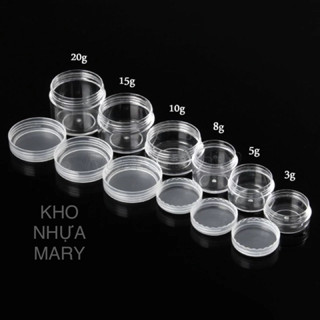 Hủ Kiếng trong suốt -(SET 10 ) Hủ đựng mẫu thử spa- Lọ hủ nhựa nhỏ 30ml/ 50ml/ 20ml/ 10ml/ 5ml chiết Mỹ phẩm, đựng kem