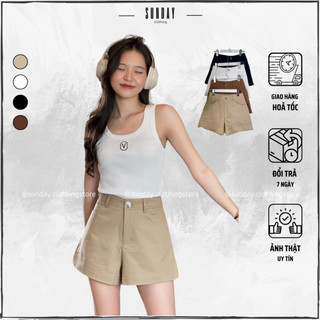 Quần Short Kaki Tôn Dáng, Quần Đùi Nữ Basic Cạp Cao Shu Short - Sunday Clothing QU005