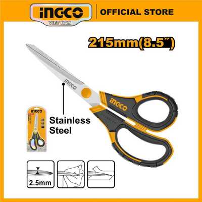 Kéo văn phòng, kéo thủ công kéo cắt đa năng INGCO HSCRS812001 dài 215mm màu vàng đen