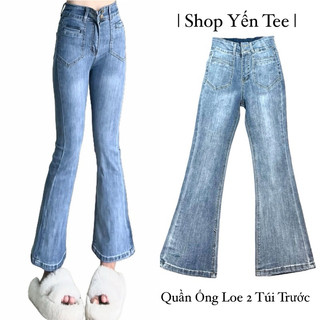 Quần jeans ống loe 2 túi trước Yến Tee, quần đi học , quần jeans nữ - Ảnh thật