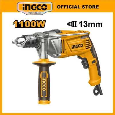 Máy khoan điện, máy khoan động lực INGCO ID11008 1100W có búa khoan tường, gỗ, kim loại đầu kẹp 13mm