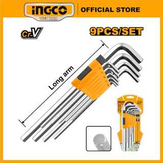 Bộ lục giác dài 9 cây INGCO HHK11091 chất liệu Cr-V cao cấp cho độ bền tốt, chịu nhiệt