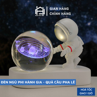  Đèn ngủ phi hành gia quả cầu pha lê phát sáng 3D đế led đổi nhiều màu HSON đèn trang trí quà tặng sinh nhật cao cấp 