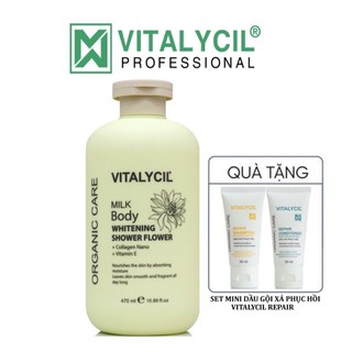 Sữa tắm dưỡng trắng da hoa cỏ Vitalycil Milk Body Whitening Shower Gel 470ML