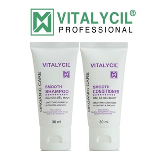 Set mini dầu gội xả siêu mượt Vitalycil Smooth 30ML dạng tuýp, phục hồi siêu mượt chuẩn salon tại nhà
