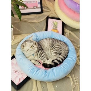 Nệm nằm, Đệm gối nằm hình tròn nhồi bông dành cho chó mèo thú cưng