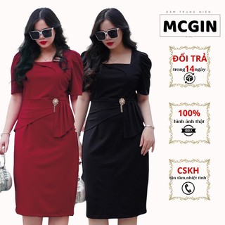 Đầm Peplum Trơn Cổ Vuông | Thun Cotton | Thanh Lịch | Sang Trọng | Che Bụng Tốt | Kèm Tag Cài Đầm | Thoải Mái | MIU011