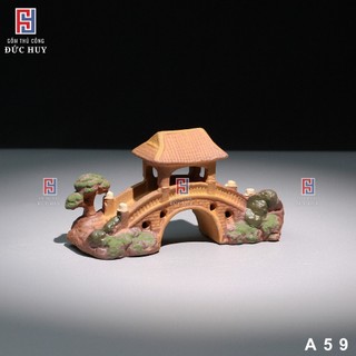 Mô hình cây cầu kiều mini trang trí hòn non bộ chậu cây bonsai