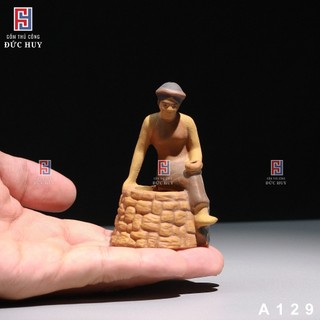Tượng gốm cô tấm giếng mini trang trí hòn non bộ chậu cây bonsai