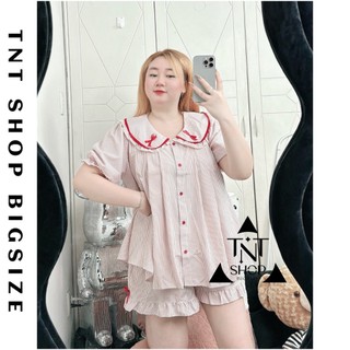 SET BỘ BIGSIZE ÁO KÈM QUẦN ĐÙI KẺ SỌC NƠ ĐỎ [TNT SHOP BIGSIZE 60KG 90KG]