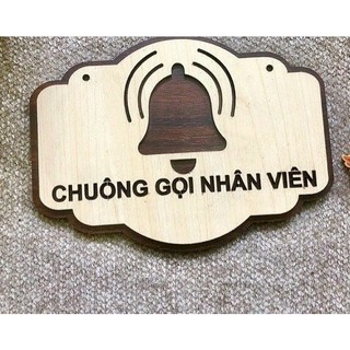 Bảng gỗ decor Chuông gọi nhân viên, Xin vui lòng bấm chuông