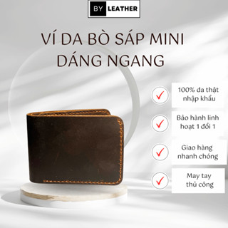 Bóp Nam mini da bò sáp ngựa điên NÂU BÒ HANDMADE may tay thủ công BY Leather