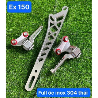 bộ gác chân malay ex 150- full ốc inox pát treo pô nhôm CNC 10 li.