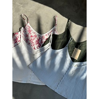 MAY LINEN - Áo 2 dây linen nút bọc trước ngực 7 màu linen tưng premium (hình ảnh chính chủ)