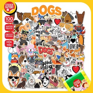 Chó Dogs - Set 100 sticker decal hình dán nón bảo hiểm, laptop, xe máy, ô tô - STICKER FACTORY