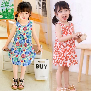 Váy bé gái, đầm bé gái sát nách chất cotton lanh thấm hút mồ hôi MiniBoss VNT21x