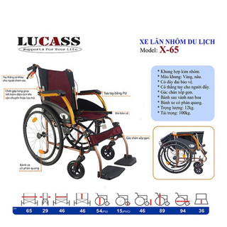 (HOẢ TỐC HCM) XE LĂN NHÔM DU LỊCH LUCASS X-65 (LIÊN HỆ SHOP ĐỂ HOẢ TỐC)